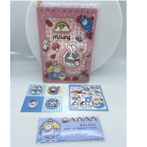 NWT Molang Alice in Wonderland Cosplay 3D Notebook & Sticker Bundle - Picture 6 of 11